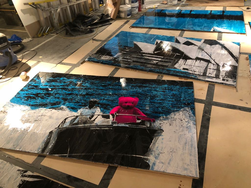 Resin coated panels for ouside art piece