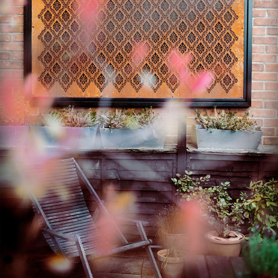 laser cut steel rusting in Homes & Gardens Magazine